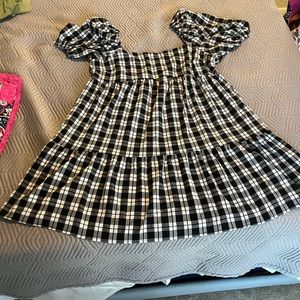 H&M divided XL gingham dress with puff sleeves and side zipper